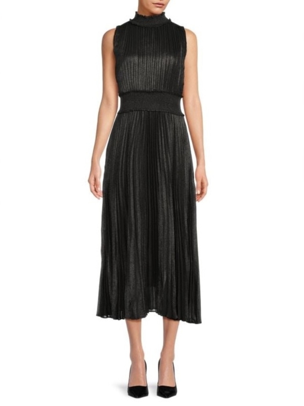 Nanette Lepore Black Sleeveless Pleated Maxi Dress